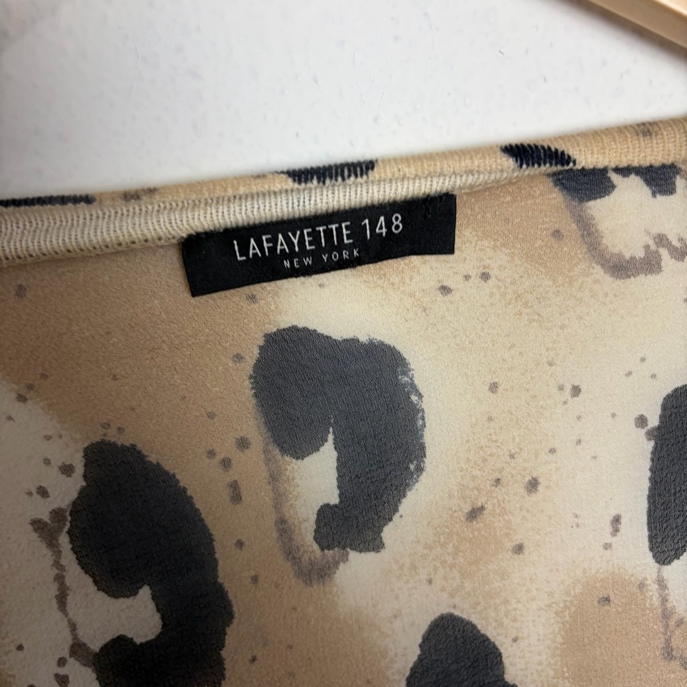 Lafayette 148 New York Animal Print Cardigan silk back knit mixed fabric 1X - Picture 3 of 7